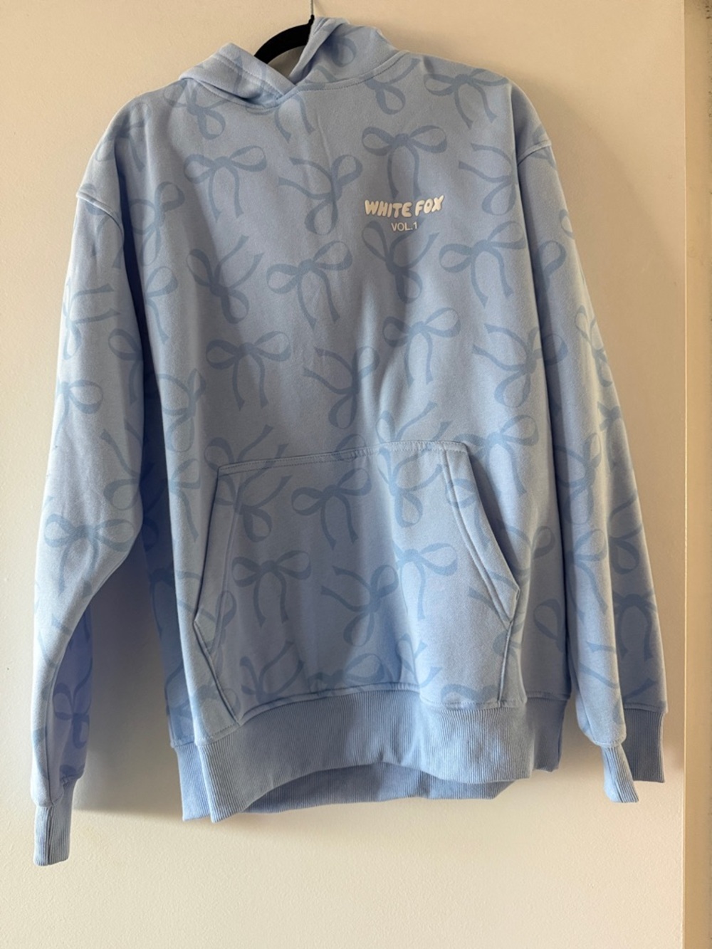 Light Blue Bow-Print Hoodie